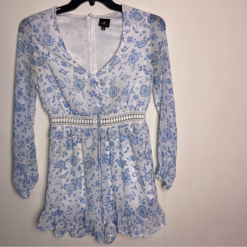 Disney Cinderella romper size medium blue and white